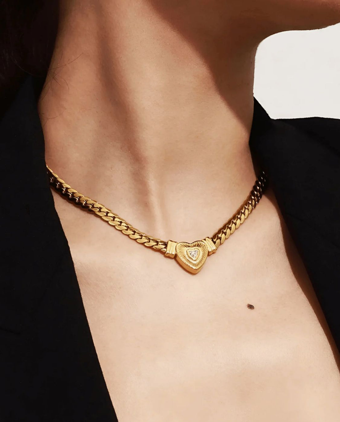 18K Gold Heart Chain Necklace - MASON CHUNKY CHAIN™