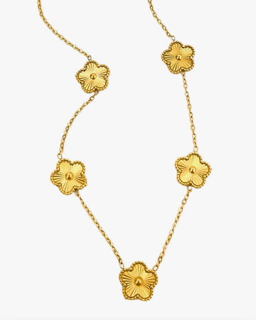 18K Gold Clover Chain Necklace