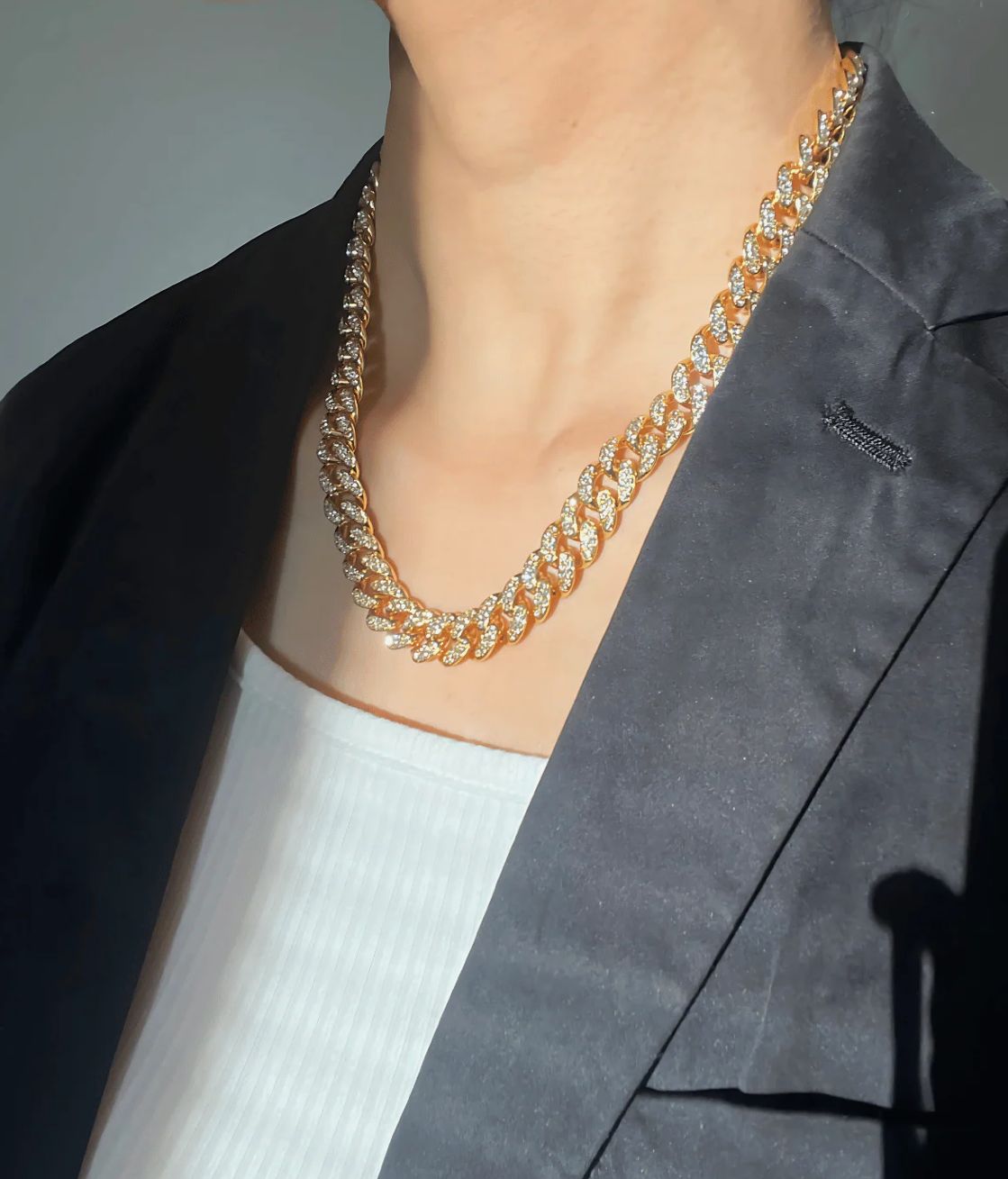 18K Diamond Gold Chain Necklace - MASON CHUNKY CHAIN™ - On My Mind