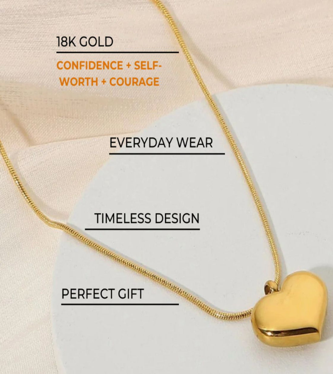 18K Gold Heart Pendant Necklace