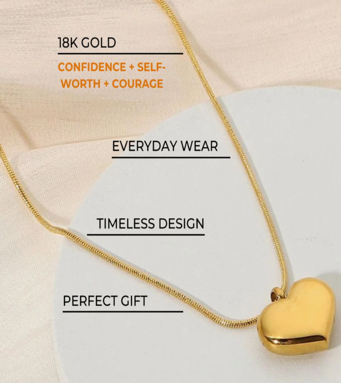 18K Gold Heart Pendant Necklace